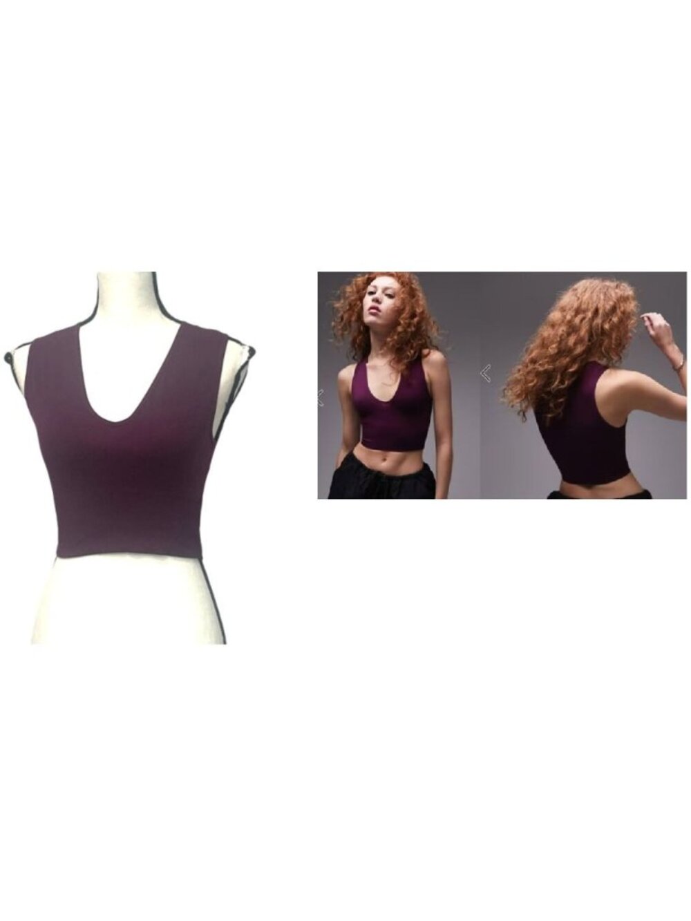 Topshop Seamless V Neck Bralette in Plum, Sz. M/L (US 8-12)